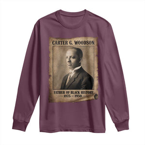 Carter G Woodson Long Sleeve Shirt Father Of Black History Month Old Paper Graphic TS11 Maroon Print Your Wear