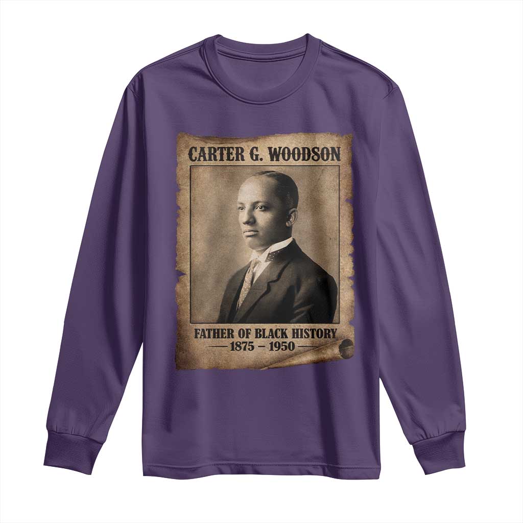 Carter G Woodson Long Sleeve Shirt Father Of Black History Month Old Paper Graphic TS11 Purple Print Your Wear