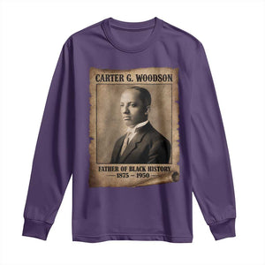 Carter G Woodson Long Sleeve Shirt Father Of Black History Month Old Paper Graphic TS11 Purple Print Your Wear