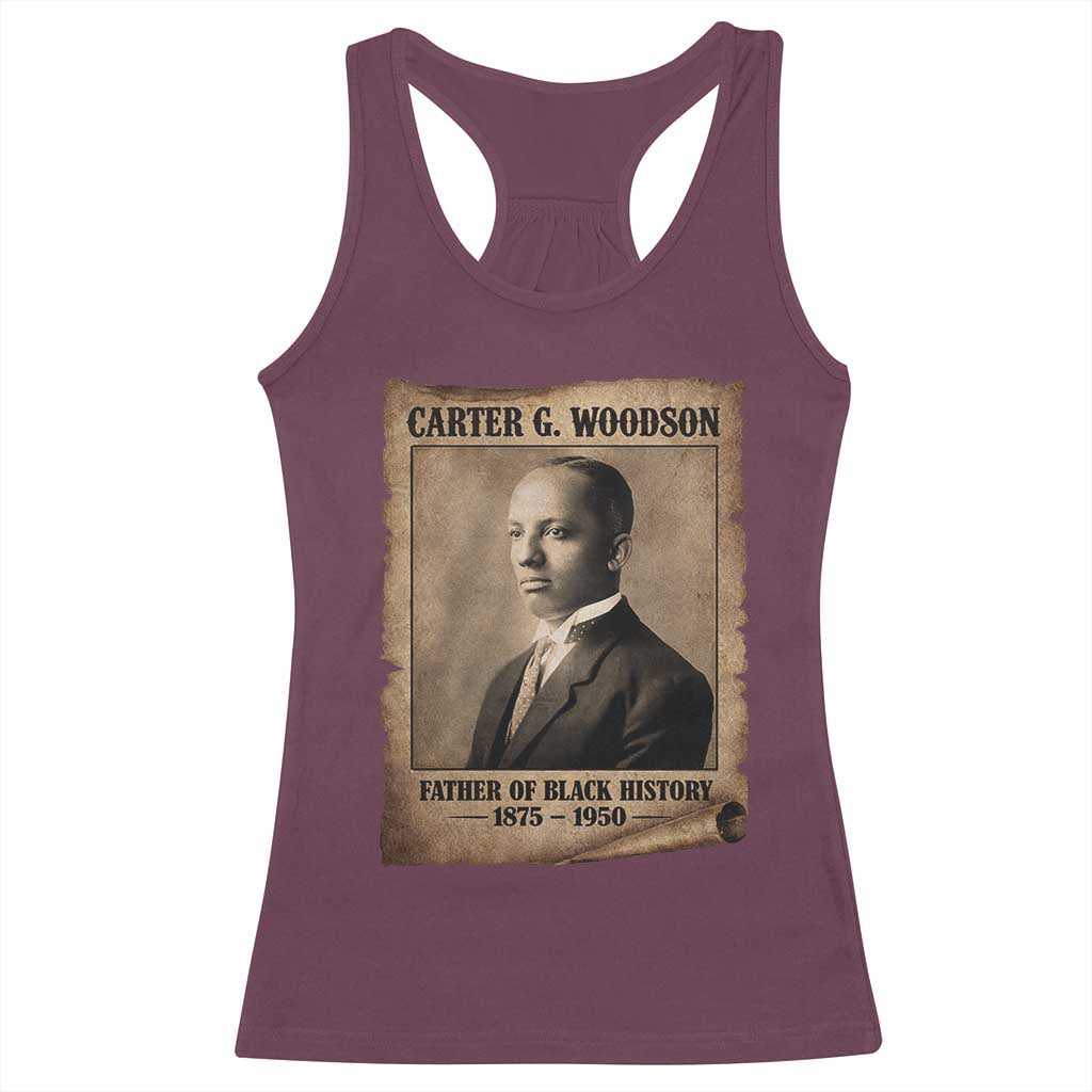 Carter G Woodson Racerback Tank Top Father Of Black History Month Old Paper Graphic TS11 Maroon Print Your Wear