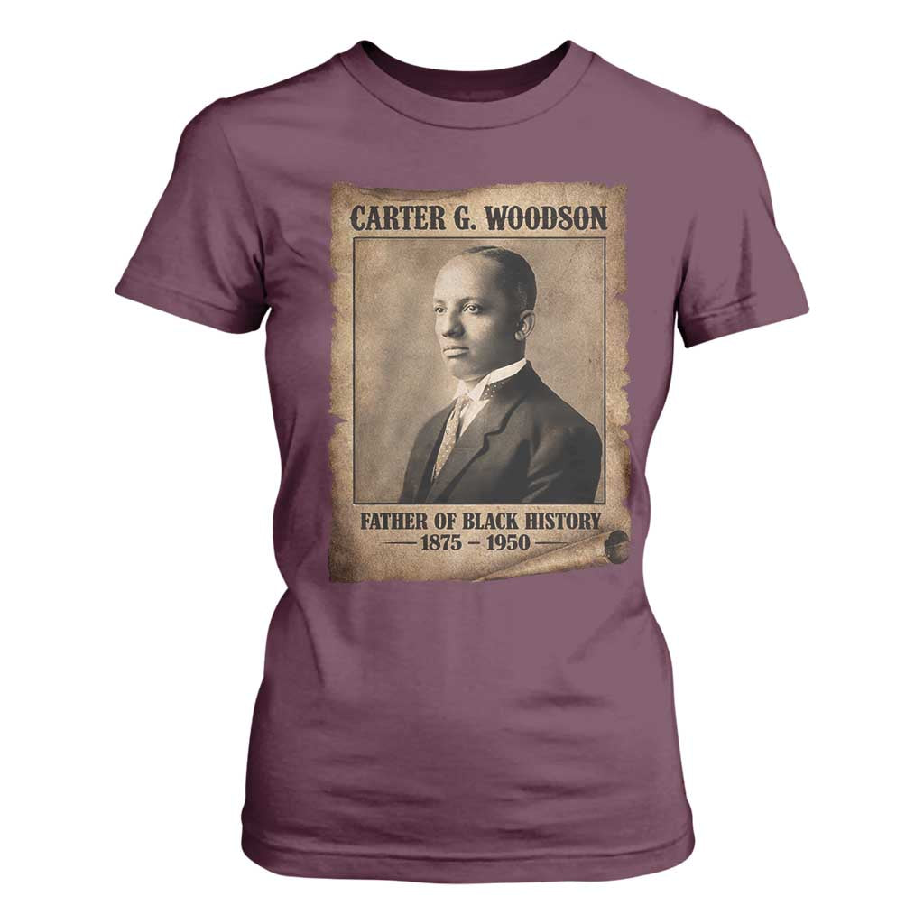 Carter G Woodson T Shirt For Women Father Of Black History Month Old Paper Graphic TS11 Maroon Print Your Wear