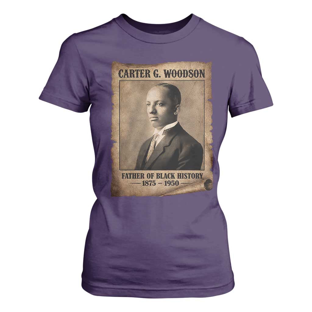 Carter G Woodson T Shirt For Women Father Of Black History Month Old Paper Graphic TS11 Purple Print Your Wear