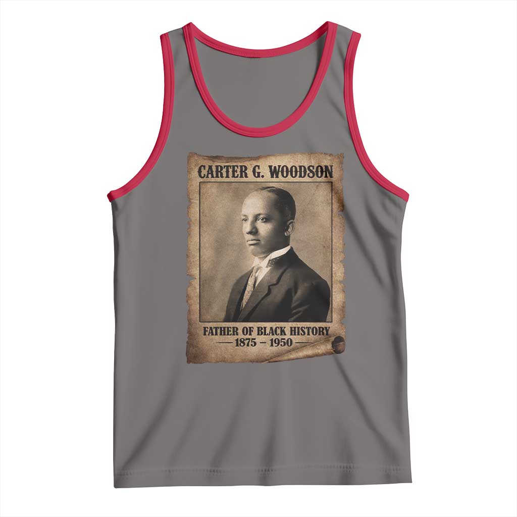 Carter G Woodson Tank Top Father Of Black History Month Old Paper Graphic TS11 Deep Heather Red Print Your Wear