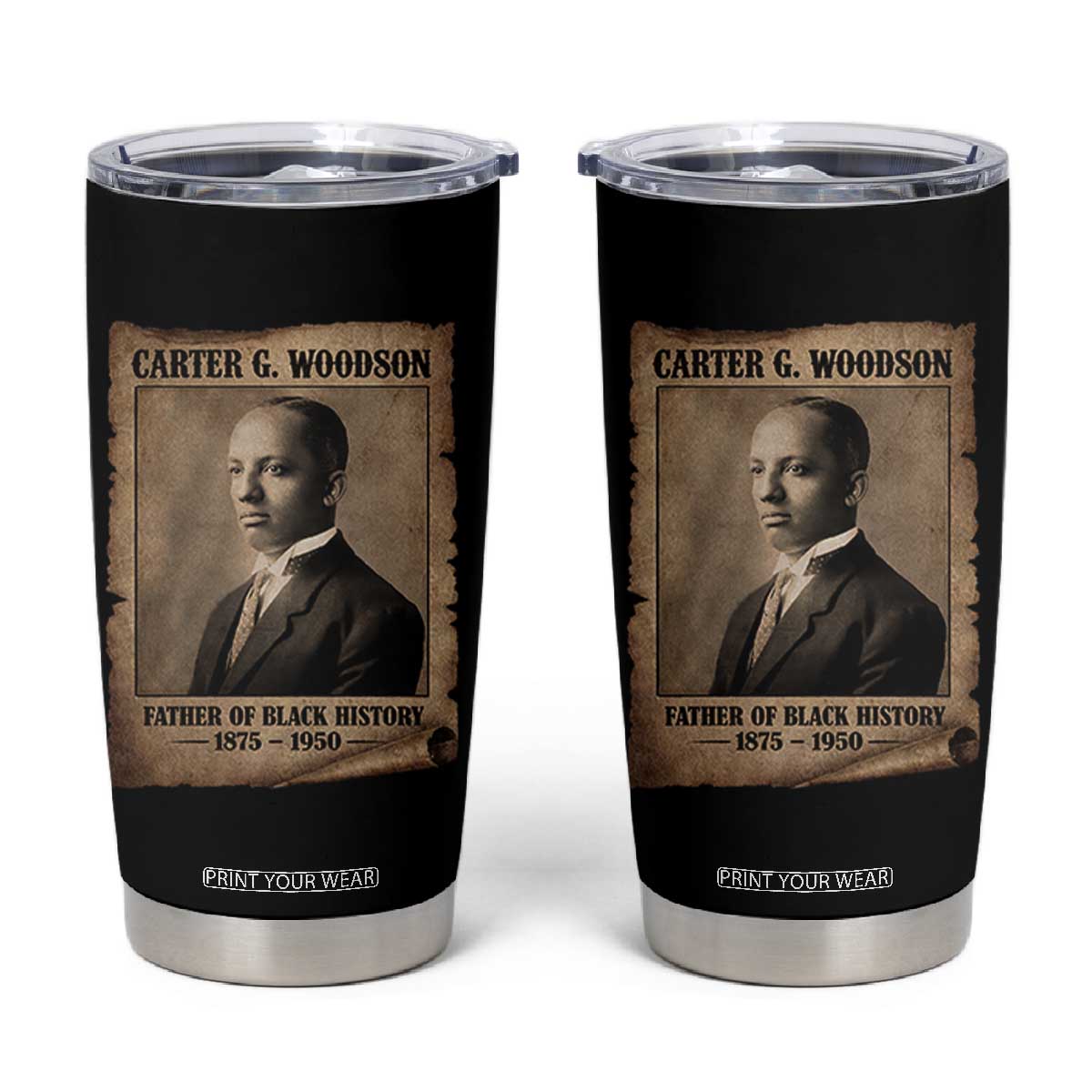 Carter G Woodson Tumbler Cup Father Of Black History Month Old Paper Graphic TS11 Black Print Your Wear