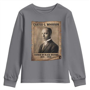 Carter G Woodson Youth Sweatshirt Father Of Black History Month Old Paper Graphic TS11 Charcoal Print Your Wear