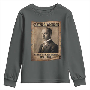 Carter G Woodson Youth Sweatshirt Father Of Black History Month Old Paper Graphic TS11 Dark Heather Print Your Wear