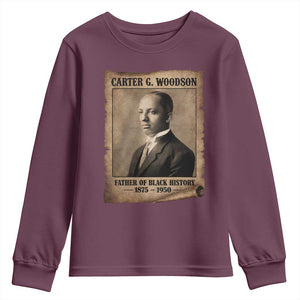 Carter G Woodson Youth Sweatshirt Father Of Black History Month Old Paper Graphic TS11 Maroon Print Your Wear