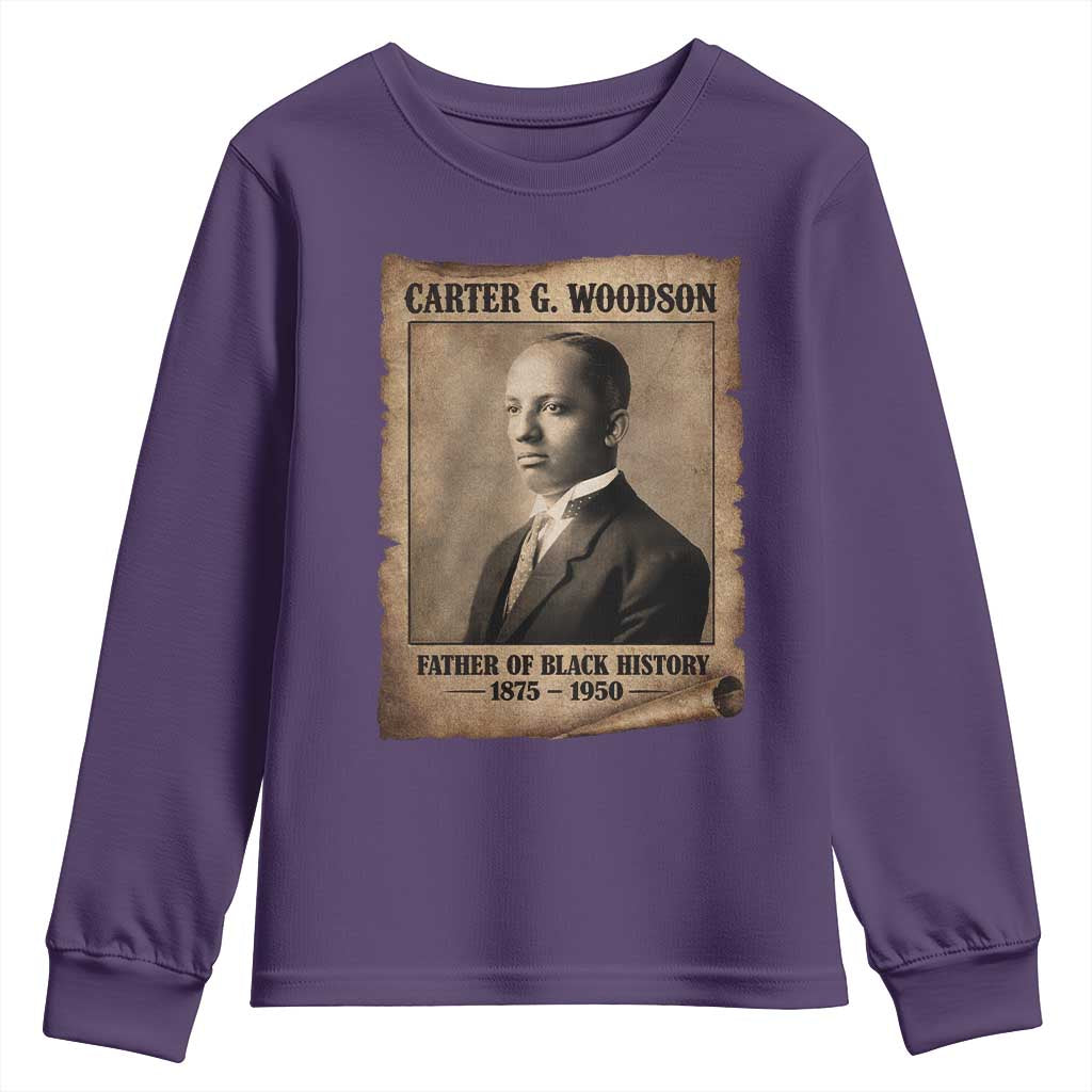 Carter G Woodson Youth Sweatshirt Father Of Black History Month Old Paper Graphic TS11 Purple Print Your Wear