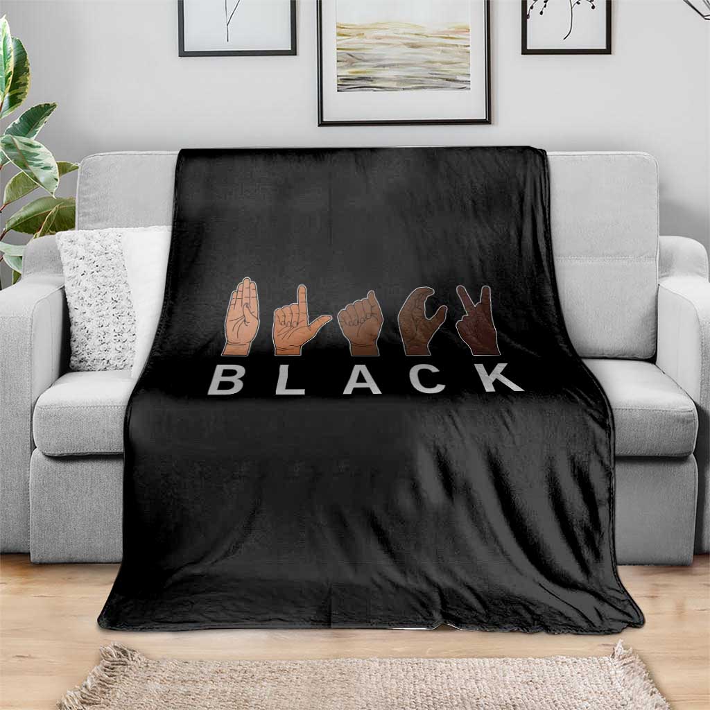 Black Asl Sign Language Hands Signs African American Month Throw Blanket TS11 Print Your Wear