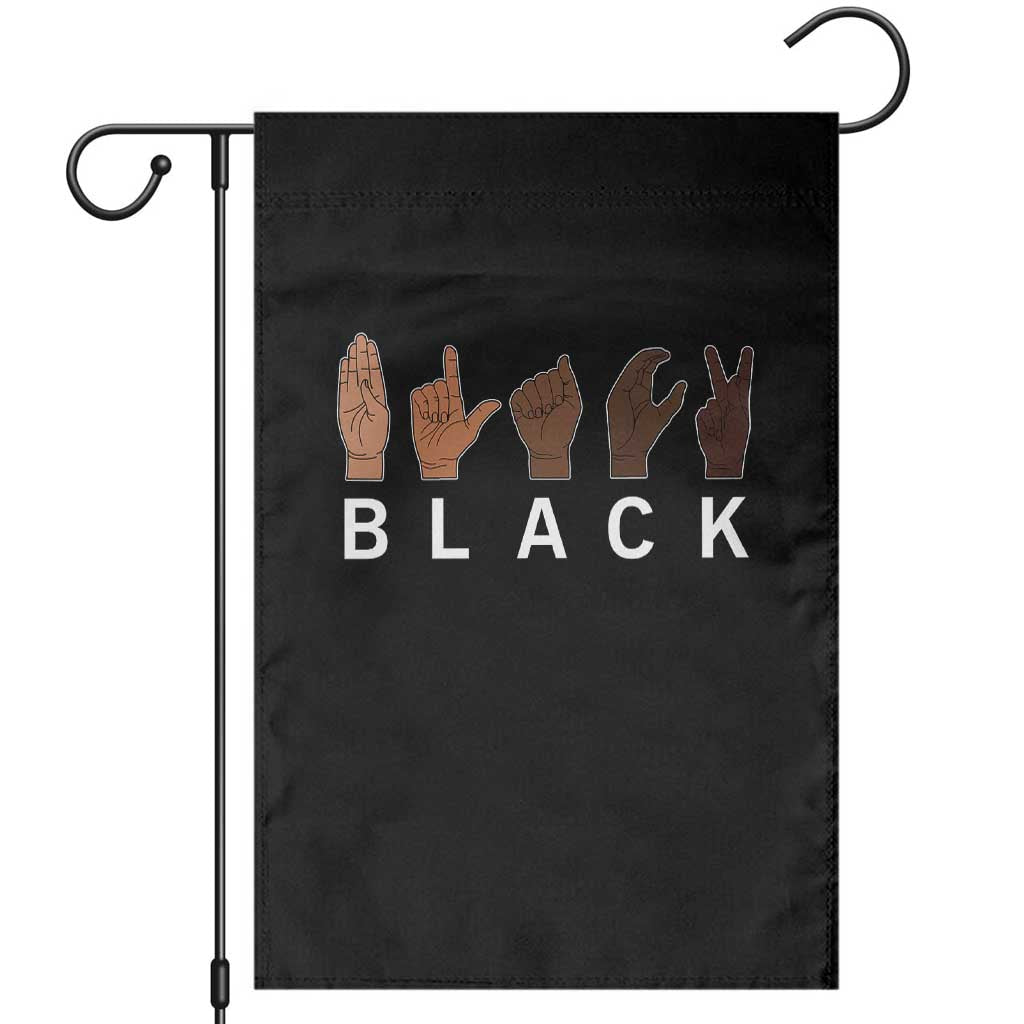 Black Asl Sign Language Hands Signs African American Month Garden Flag TS11 Black Print Your Wear