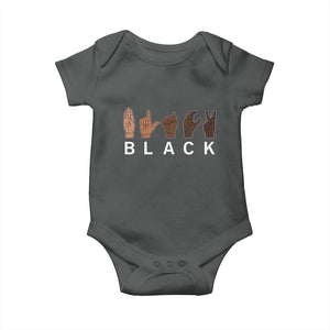 Black Asl Sign Language Hands Signs African American Month Baby Onesie TS11 Dark Heather Print Your Wear