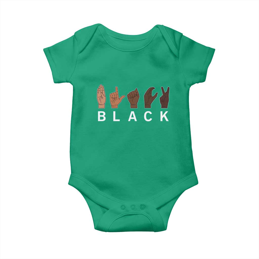Black Asl Sign Language Hands Signs African American Month Baby Onesie TS11 Irish Green Print Your Wear