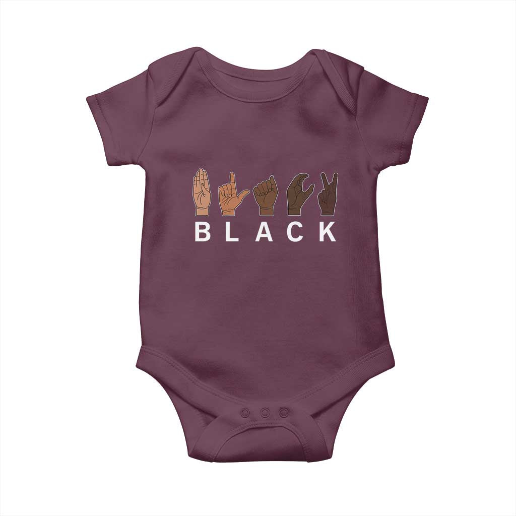 Black Asl Sign Language Hands Signs African American Month Baby Onesie TS11 Maroon Print Your Wear