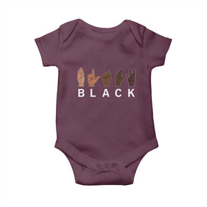 Black Asl Sign Language Hands Signs African American Month Baby Onesie TS11 Maroon Print Your Wear