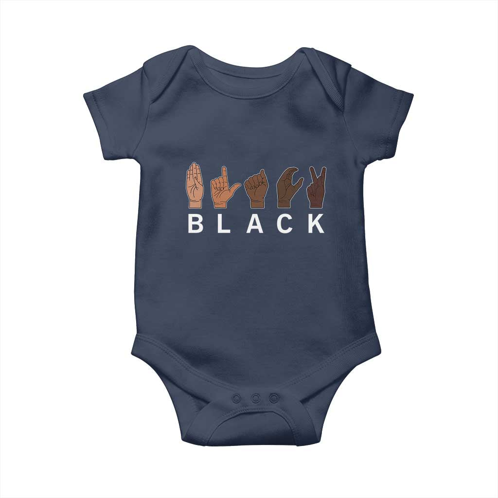 Black Asl Sign Language Hands Signs African American Month Baby Onesie TS11 Navy Print Your Wear