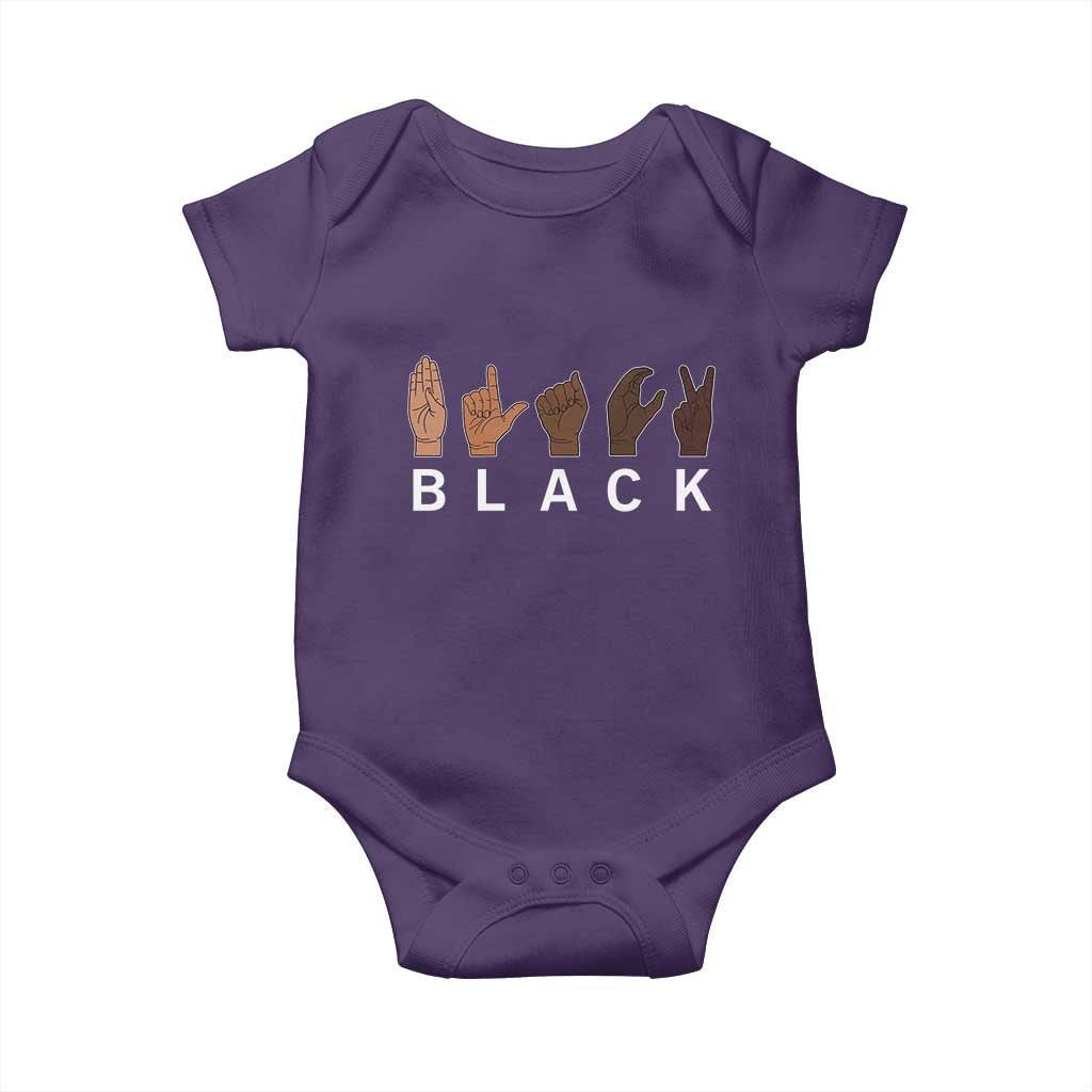 Black Asl Sign Language Hands Signs African American Month Baby Onesie TS11 Purple Print Your Wear