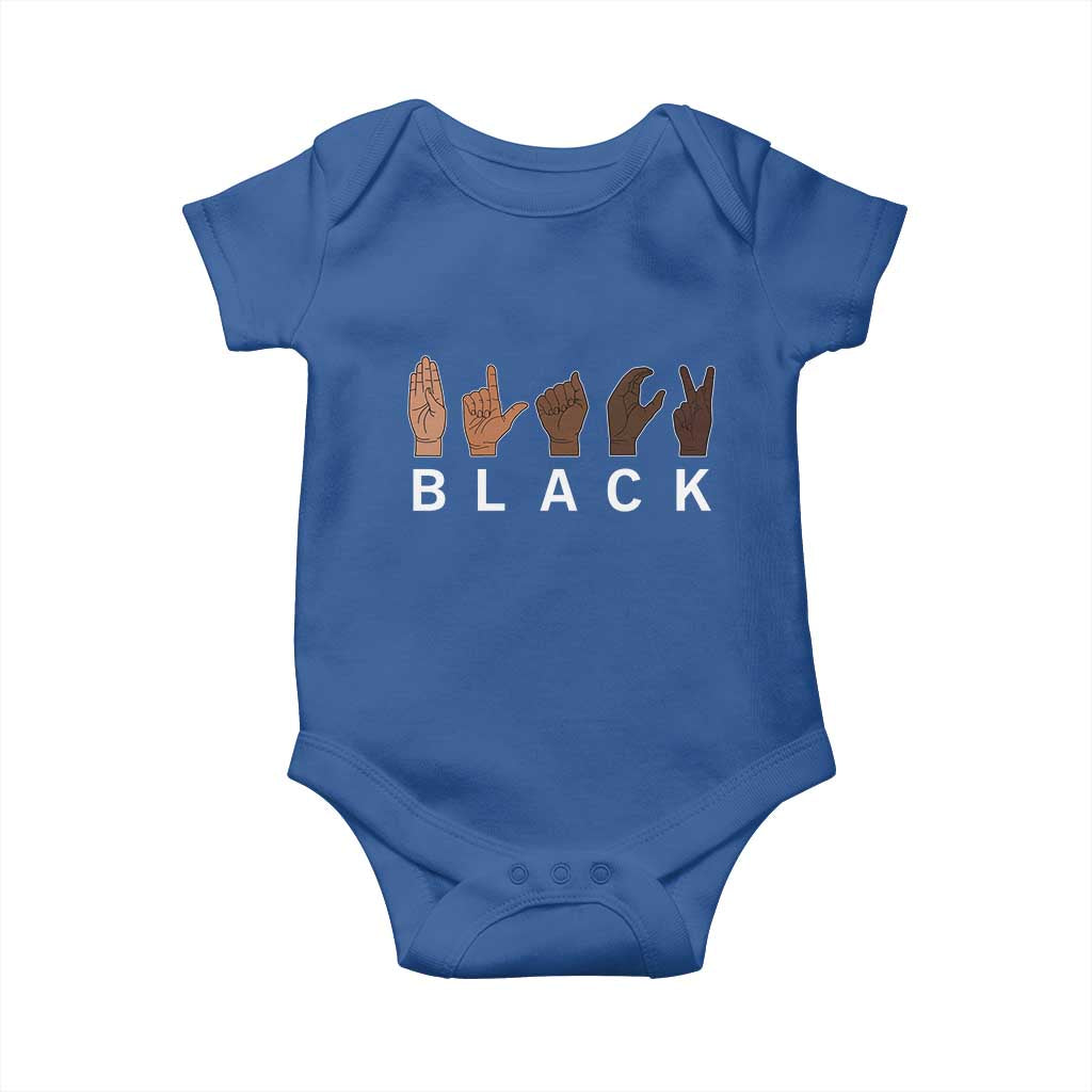 Black Asl Sign Language Hands Signs African American Month Baby Onesie TS11 Royal Blue Print Your Wear