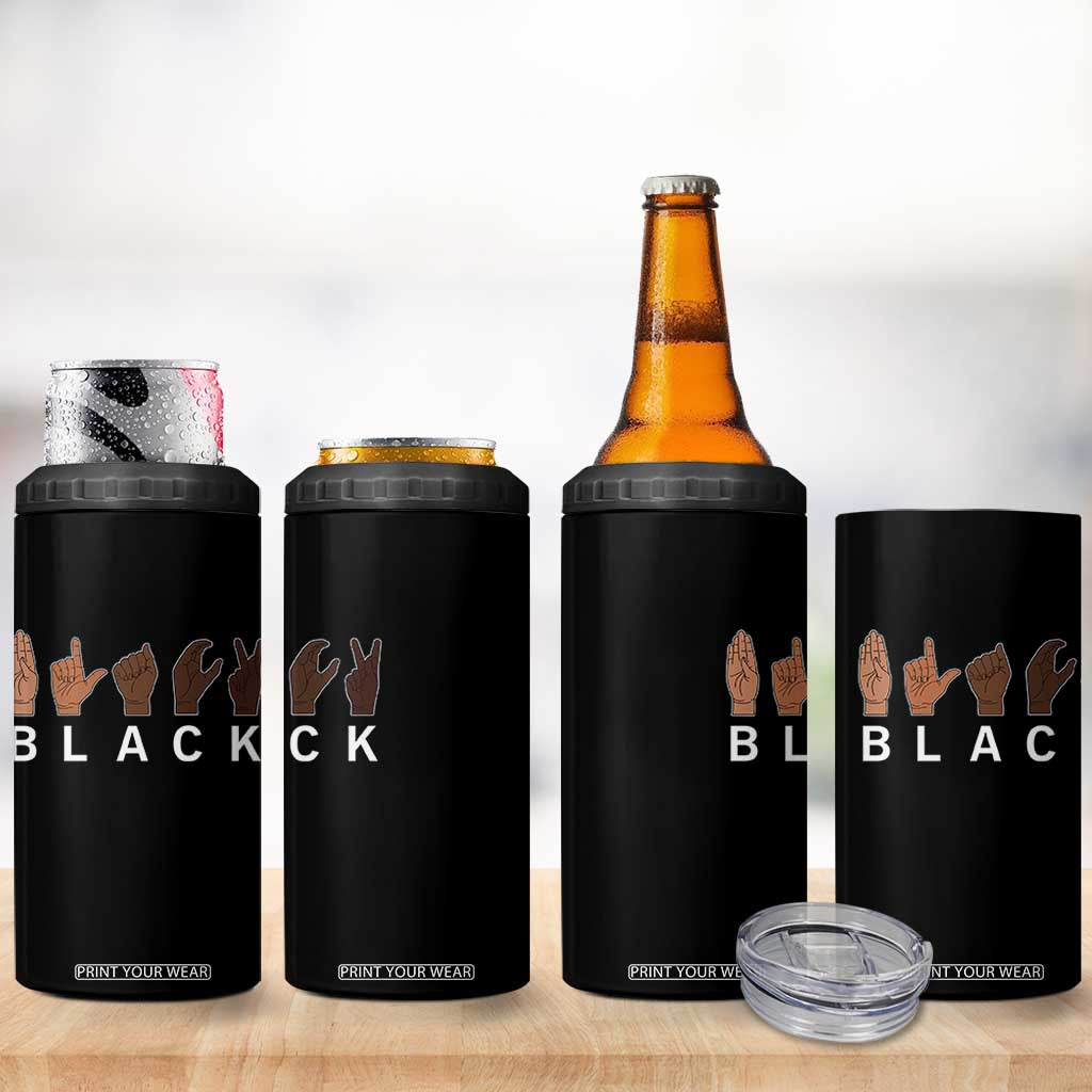 Black Asl Sign Language Hands Signs African American Month 4 in 1 Can Cooler Tumbler TS11 Print Your Wear