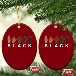 Black Asl Sign Language Hands Signs African American Month Ceramic Ornament TS11 Print Your Wear