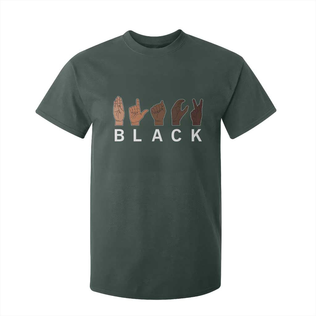 Black Asl Sign Language Hands Signs African American Month T Shirt For Kid TS11 Dark Forest Green Print Your Wear