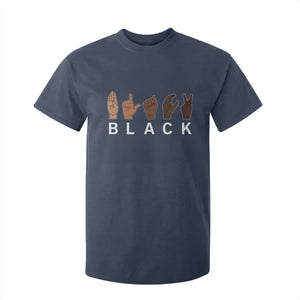 Black Asl Sign Language Hands Signs African American Month T Shirt For Kid TS11 Navy Print Your Wear