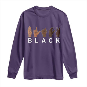 Black Asl Sign Language Hands Signs African American Month Long Sleeve Shirt TS11 Purple Print Your Wear