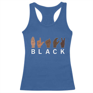 Black Asl Sign Language Hands Signs African American Month Racerback Tank Top TS11 Royal Blue Print Your Wear