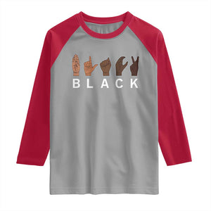 Black Asl Sign Language Hands Signs African American Month Raglan Shirt TS11 Sport Gray Red Print Your Wear