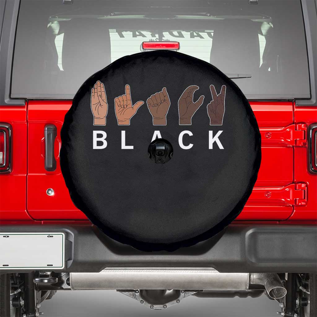 Black Asl Sign Language Hands Signs African American Month Spare Tire Cover TS11 Black Print Your Wear