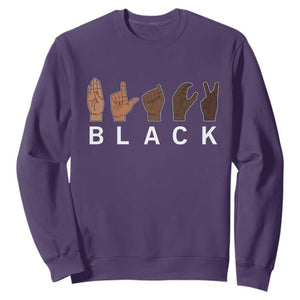 Black Asl Sign Language Hands Signs African American Month Sweatshirt TS11 Purple Print Your Wear