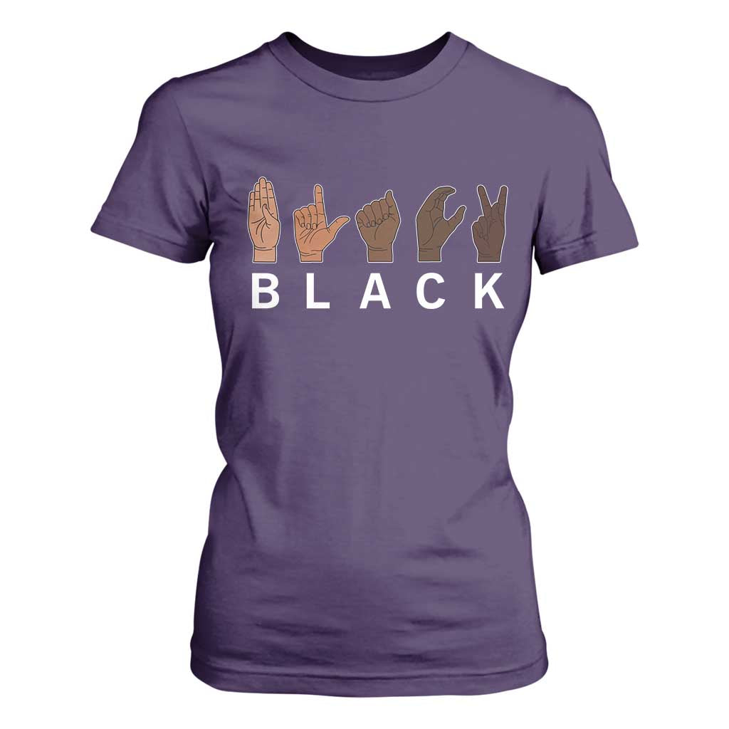 Black Asl Sign Language Hands Signs African American Month T Shirt For Women TS11 Purple Print Your Wear