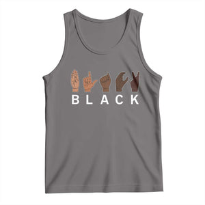 Black Asl Sign Language Hands Signs African American Month Tank Top TS11 Deep Heather Print Your Wear