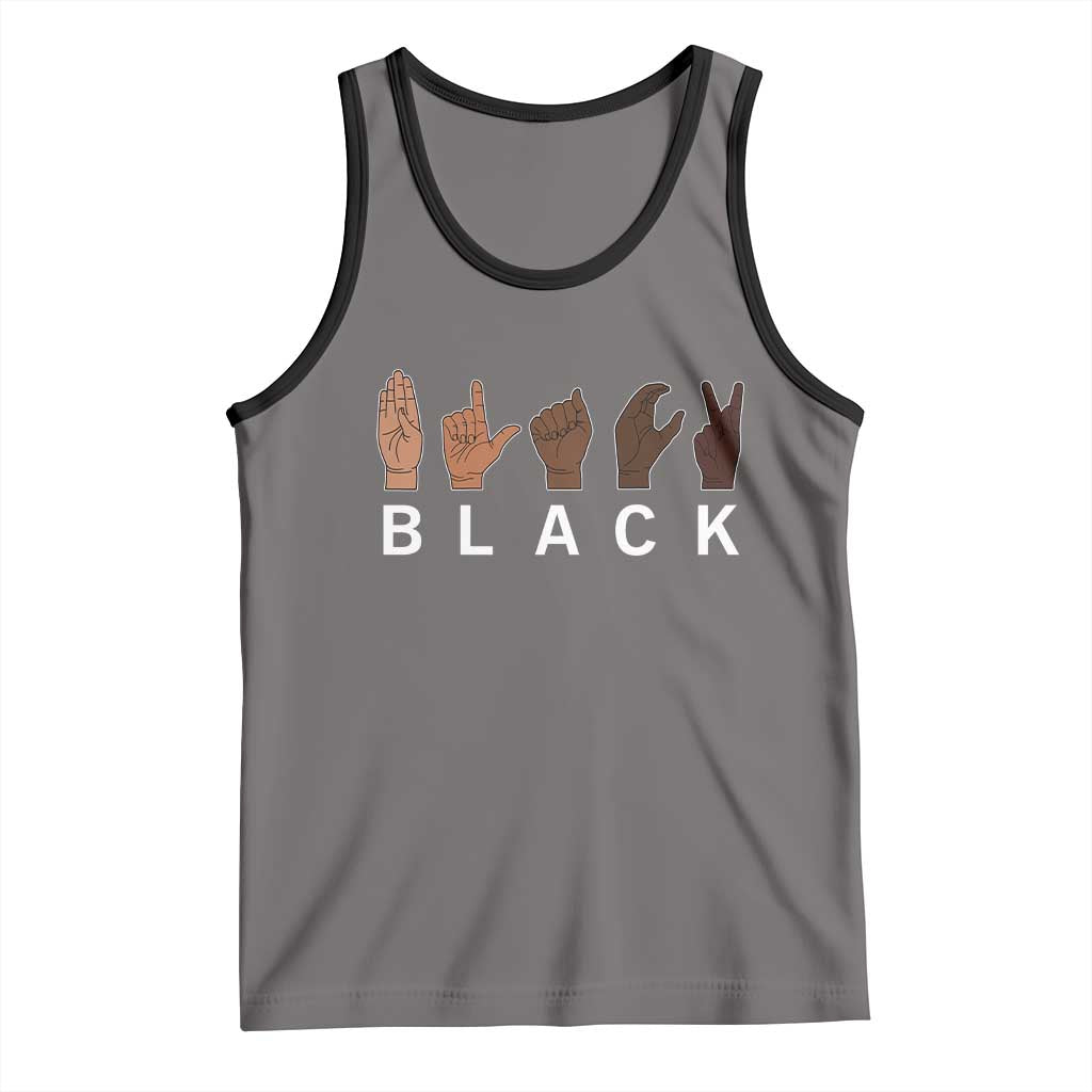 Black Asl Sign Language Hands Signs African American Month Tank Top TS11 Deep Heather Black Print Your Wear