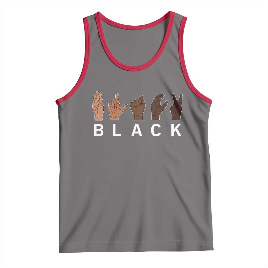 Black Asl Sign Language Hands Signs African American Month Tank Top TS11 Deep Heather Red Print Your Wear