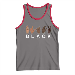 Black Asl Sign Language Hands Signs African American Month Tank Top TS11 Deep Heather Red Print Your Wear