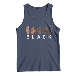 Black Asl Sign Language Hands Signs African American Month Tank Top TS11 Navy Print Your Wear