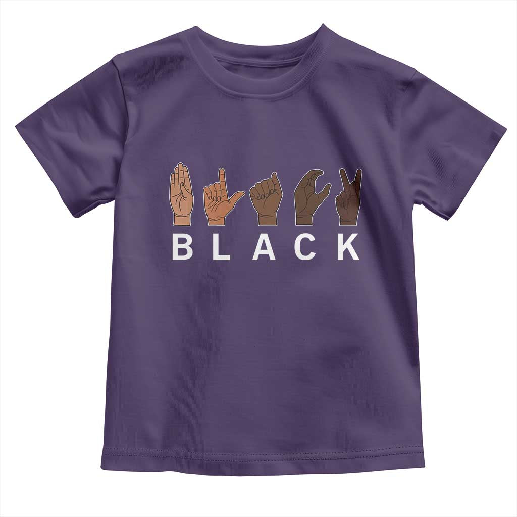 Black Asl Sign Language Hands Signs African American Month Toddler T Shirt TS11 Purple Print Your Wear