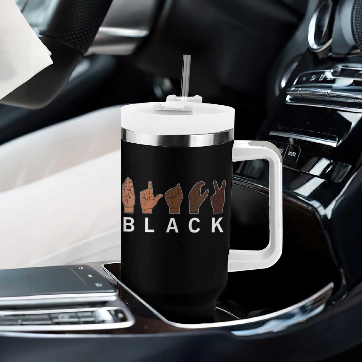Black Asl Sign Language Hands Signs African American Month Tumbler With Handle TS11 Print Your Wear