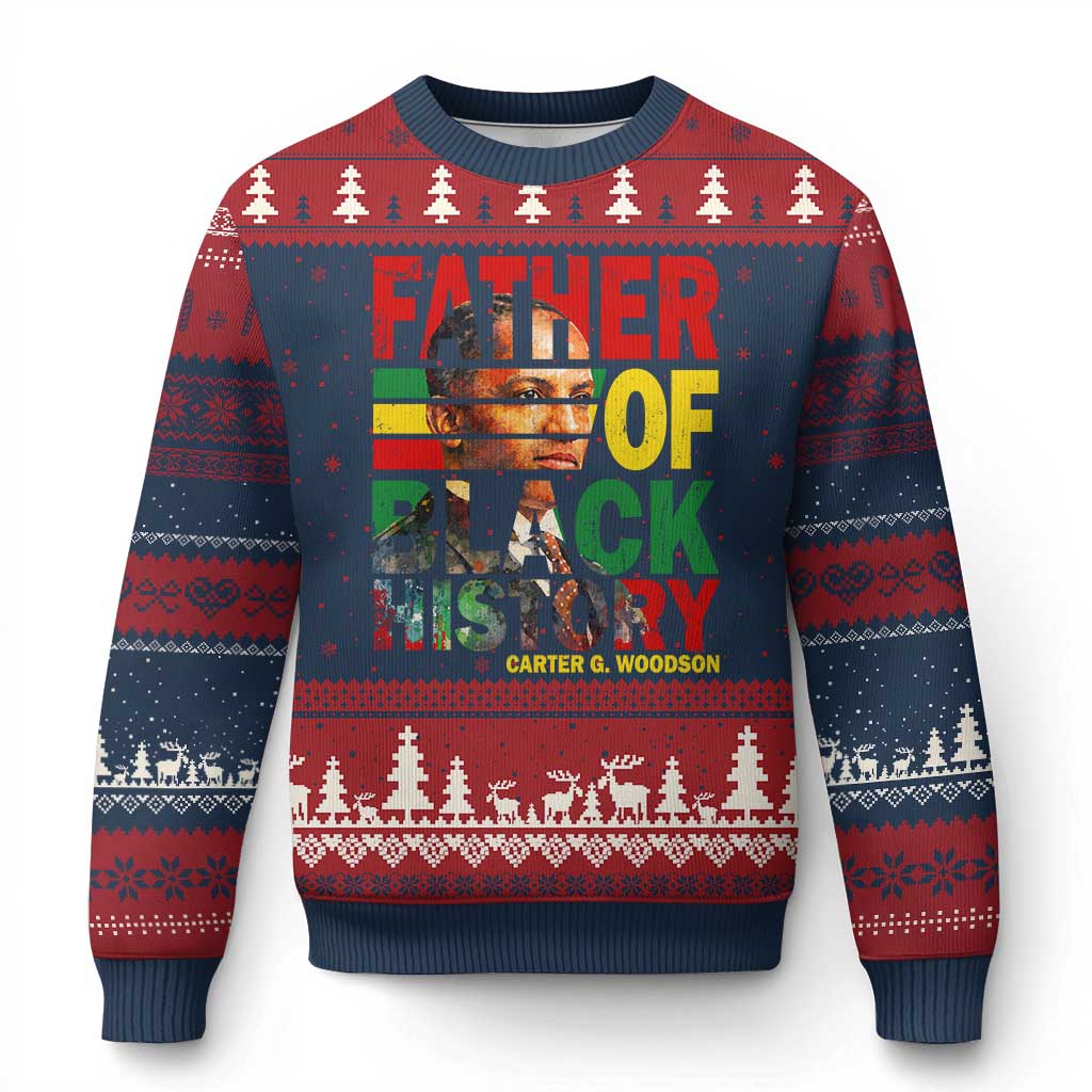 Carter G Woodson Ugly Christmas Sweater Father Of Black History Month TS11 Navy Red Print Your Wear