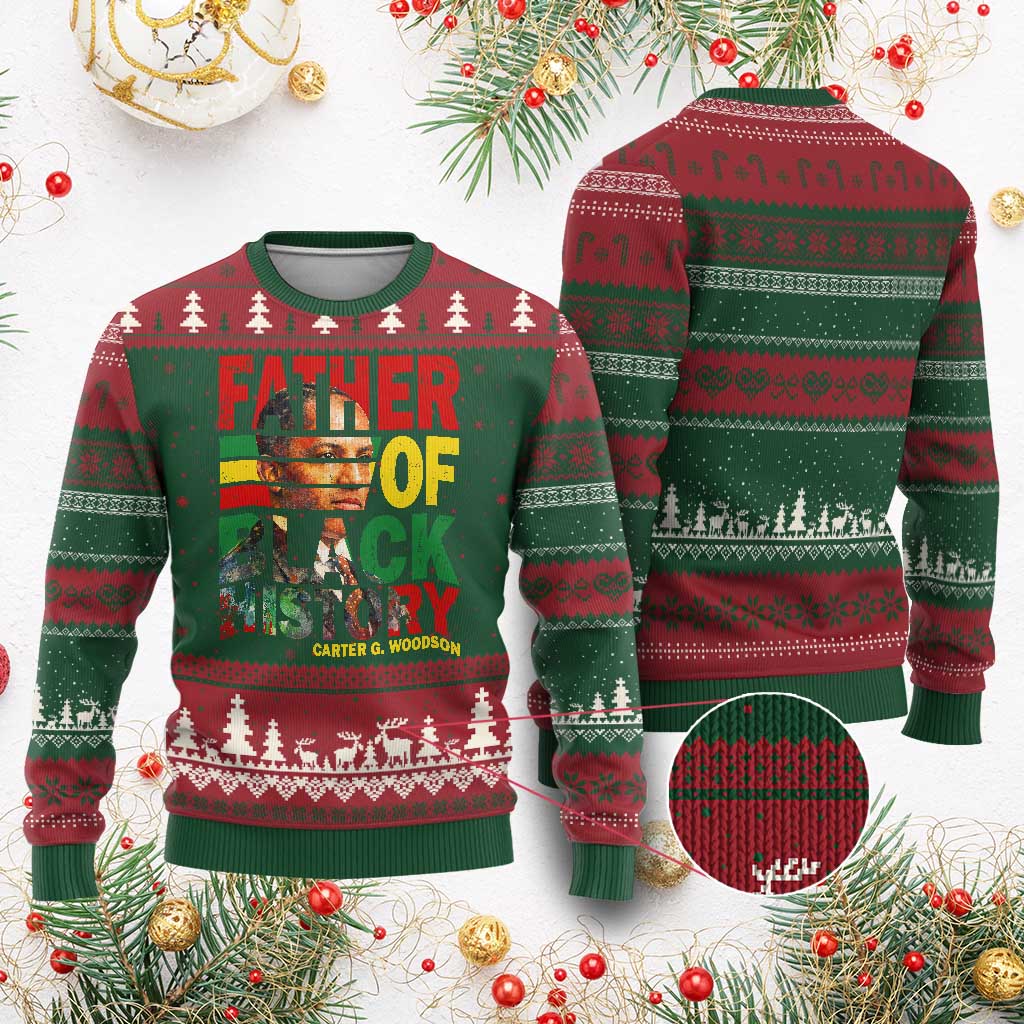 Carter G Woodson Ugly Christmas Sweater Father Of Black History Month TS11 Red Green Print Your Wear