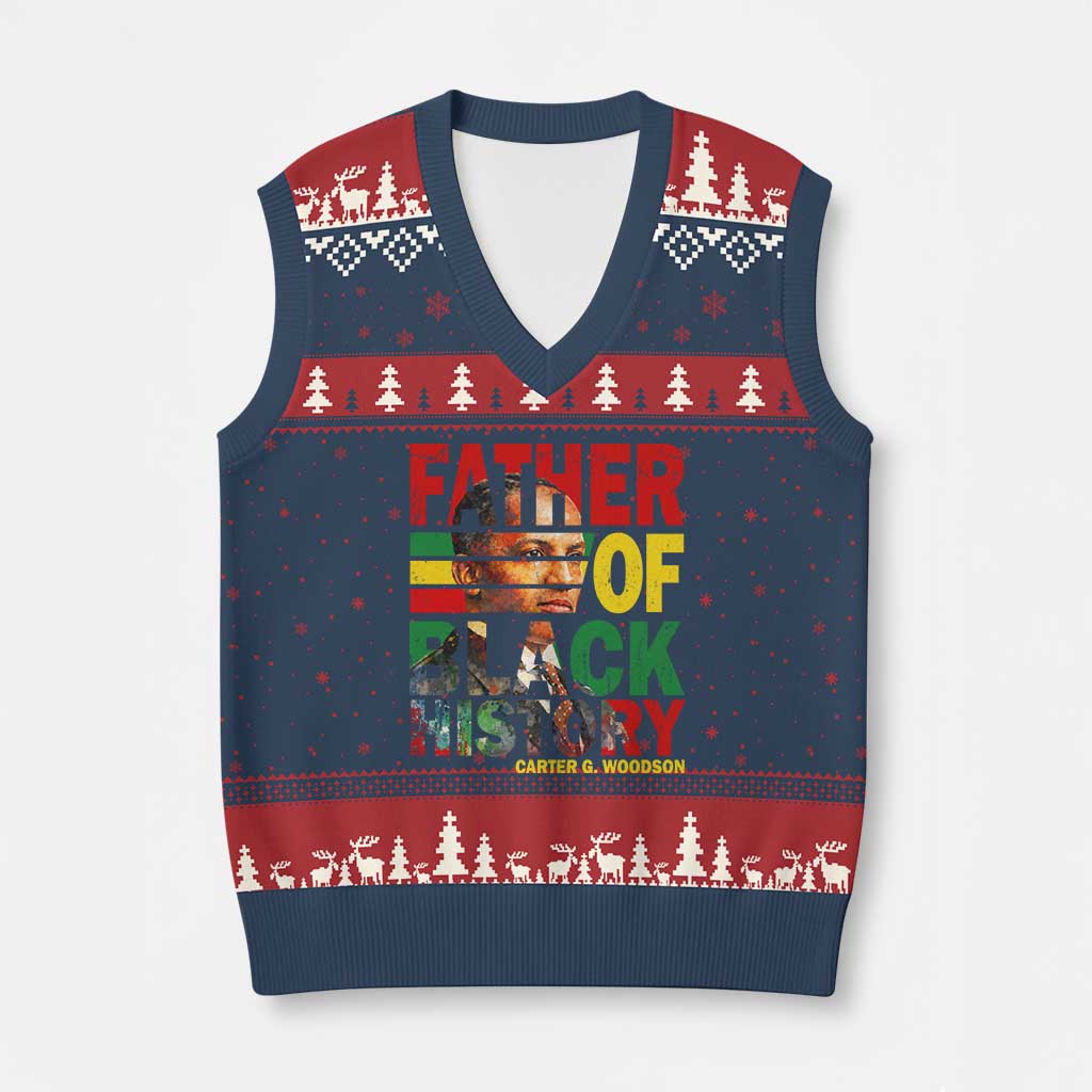 Carter G Woodson V-Neck Knit Sweater Vest Father Of Black History Month TS11 Navy Red Print Your Wear