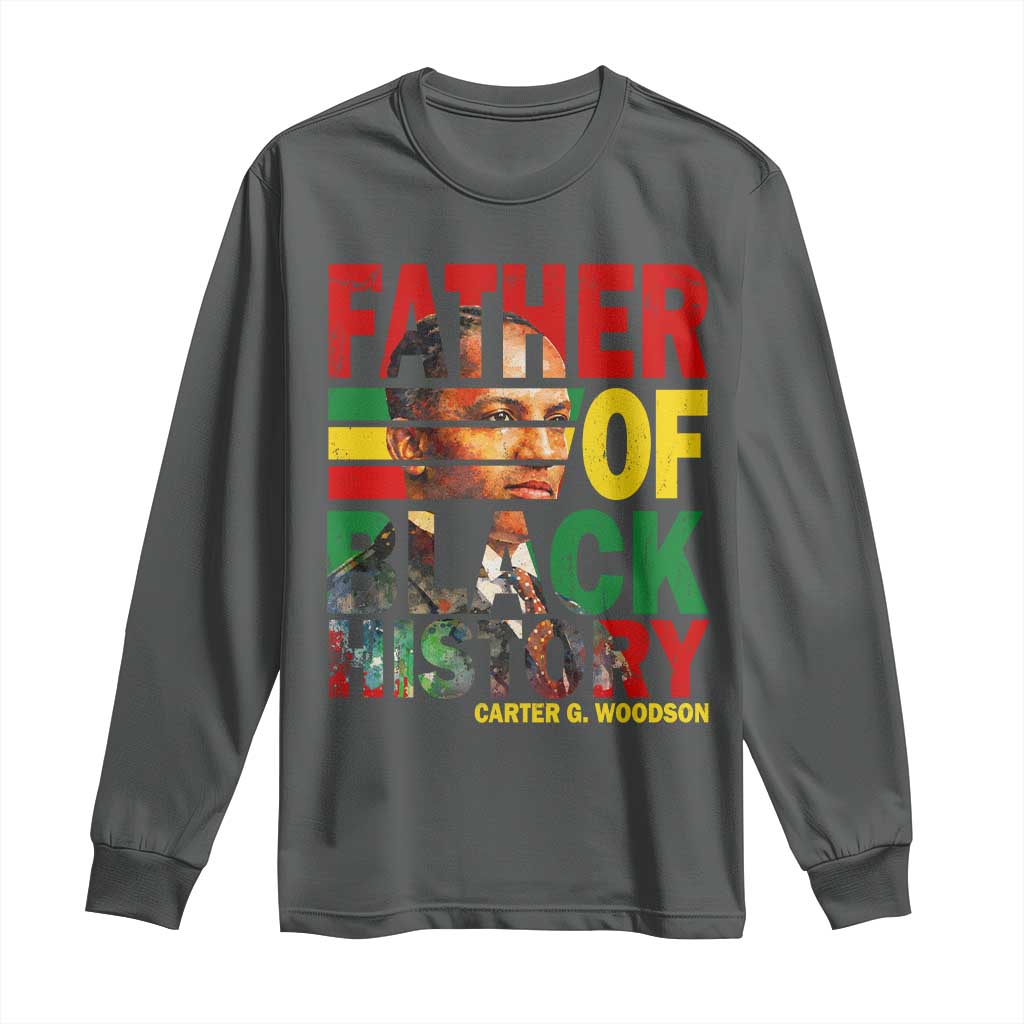 Carter G Woodson Long Sleeve Shirt Father Of Black History Month TS11 Dark Heather Print Your Wear
