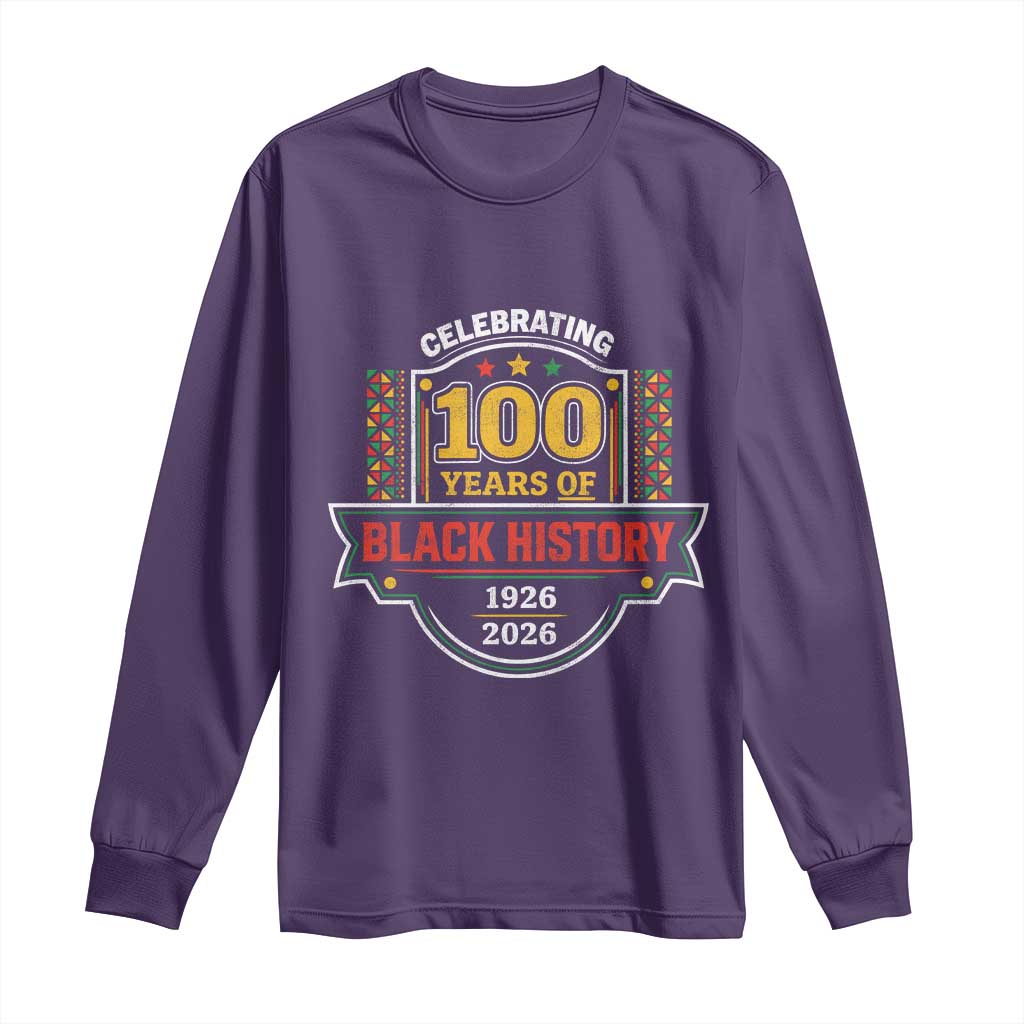 Celebrating 100 Years Of Black History Long Sleeve Shirt Beginning 1926 Centennial African American Month TS11 Purple Print Your Wear