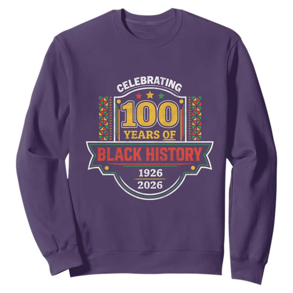 Celebrating 100 Years Of Black History Sweatshirt Beginning 1926 Centennial African American Month TS11 Purple Print Your Wear