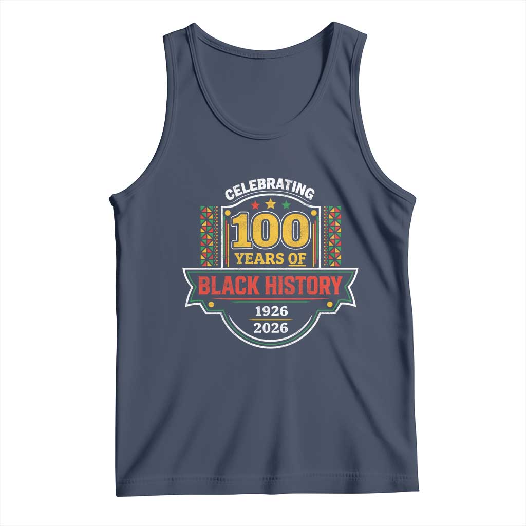 Celebrating 100 Years Of Black History Tank Top Beginning 1926 Centennial African American Month TS11 Navy Print Your Wear