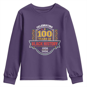 Celebrating 100 Years Of Black History Youth Sweatshirt Beginning 1926 Centennial African American Month TS11 Purple Print Your Wear