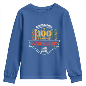 Celebrating 100 Years Of Black History Youth Sweatshirt Beginning 1926 Centennial African American Month TS11 Royal Blue Print Your Wear
