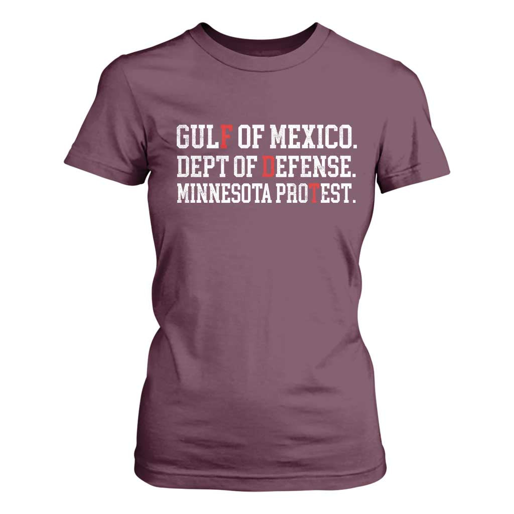 Gulf Of Mexico Dept Of Defense Minnesota T Shirt For Women Funny Political American Pride TS11 Maroon Print Your Wear