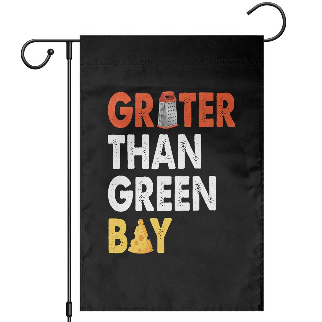 Funny Greater Than Green Bay Cheese Grate Garden Flag TS11 Black Print Your Wear