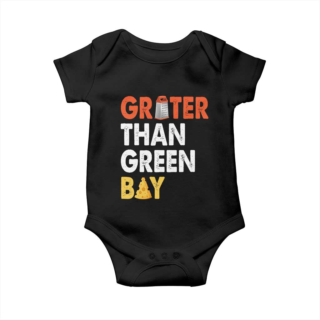 Funny Greater Than Green Bay Cheese Grate Baby Onesie TS11 Black Print Your Wear